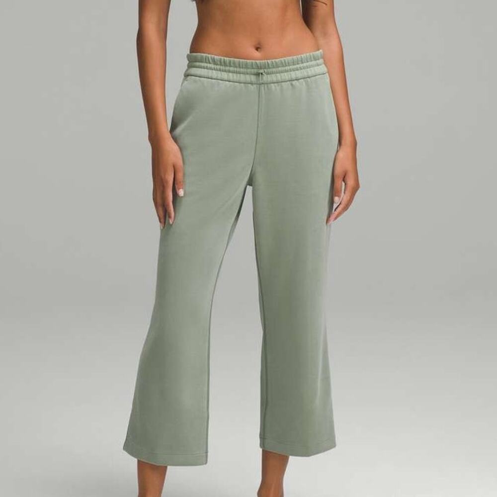 Lululemon Softstreme High-Rise Cropped Pants Gray Green Size 4